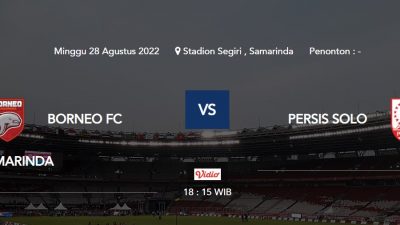 Jadwal BRI Liga 1 Hari Ini, Minggu 28 Agustus 2022 Borneo FC Vs Persis Solo