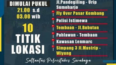 Simak 10 Titik Jalan Di Surabaya Bakal Dialihkan Guna Rekayasa Lalu Lintas di Malam Tahun Baru 2023